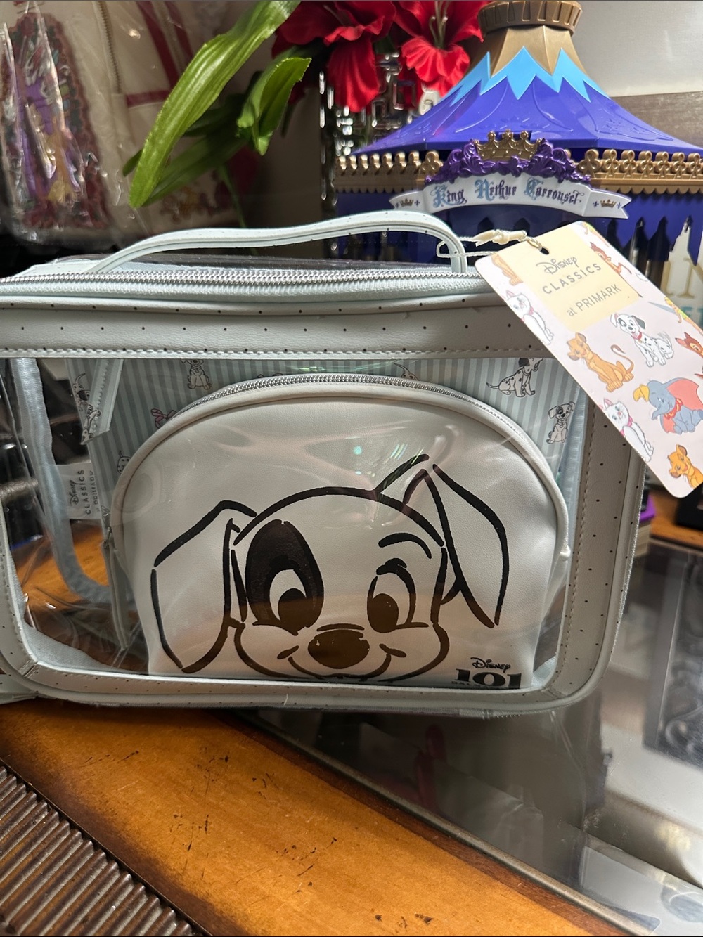 Disney White & Black 101 Dalmatians Clear 3 piece cosmetic  Bag Primark NWT